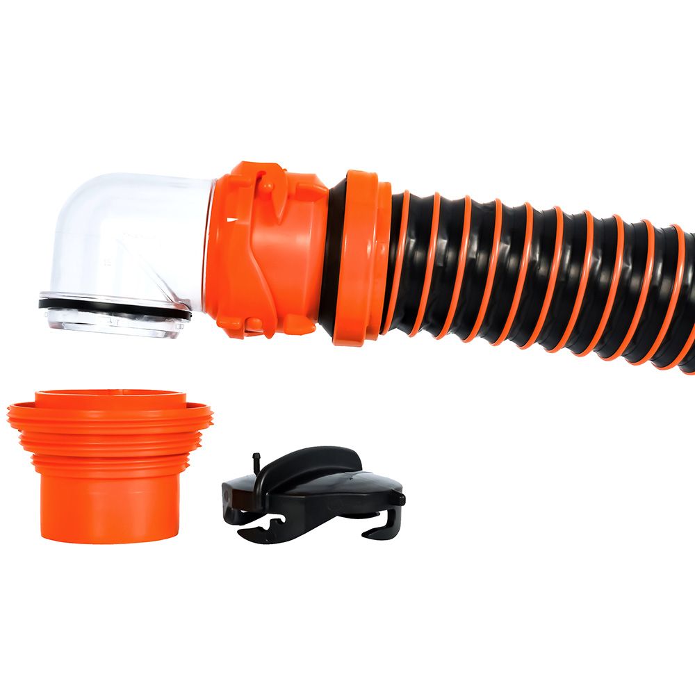 Image 2: Camco RhinoEXTREME 15' Sewer Hose Kit w/Swivel Fitting 4 In 1 Elbow Caps