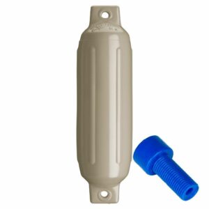 Image 1: Polyform G-1 Twin Eye Fender 3.5" x 12.8" - Sand w/Adapter