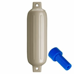 Image 1: Polyform G-3 Twin Eye Fender 5.5" x 19" - Sand w/Adapter 