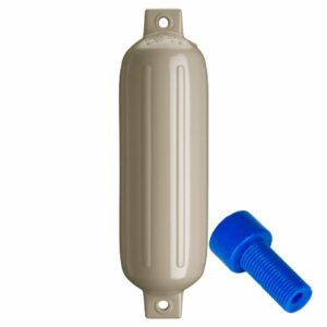 Image 1: Polyform G-4 Twin Eye Fender 6.5" x 22" - Sand w/Adapter 