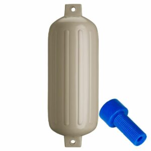 Image 1: Polyform G-6 Twin Eye Fender 11" x 30" - Sand w/Adapter 