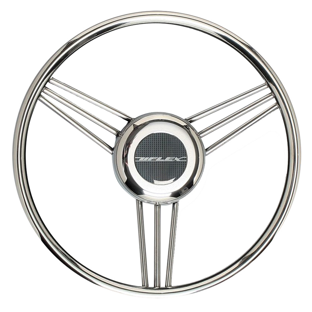 Image 1: Uflex V27 13.8" Steering Wheel - Stainless Steel Grip & Spokes