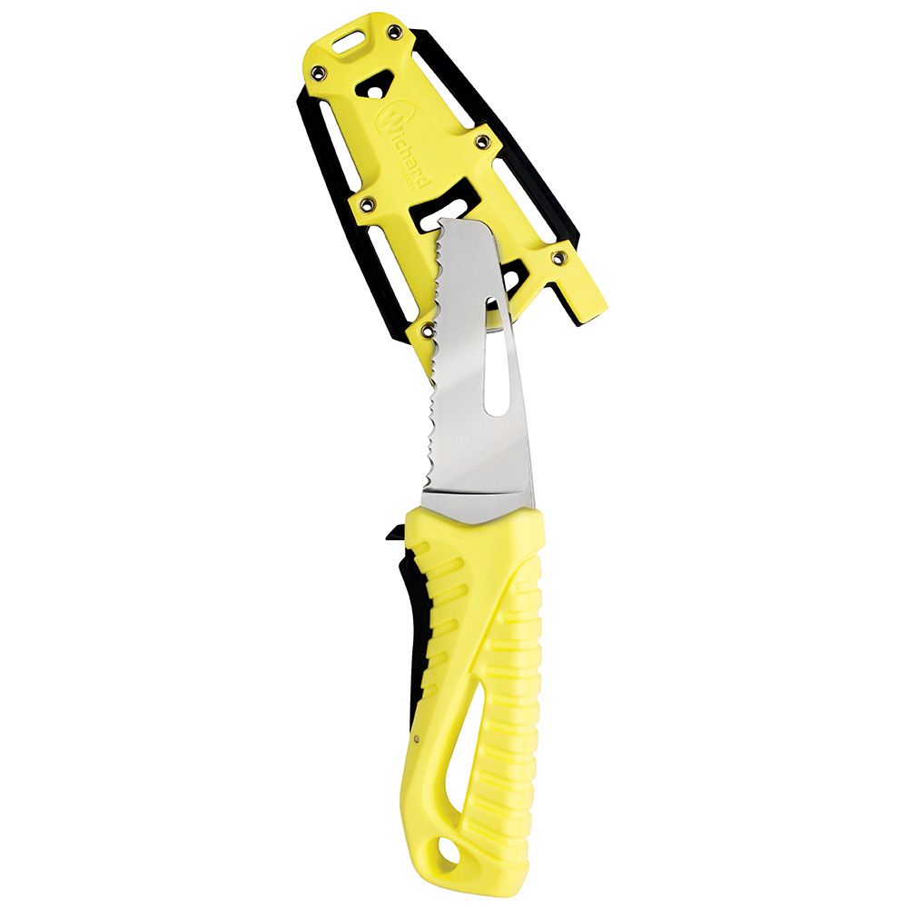 Image 1: Wichard Offshore Rescue Knife Fixed Blade - Fluorescent