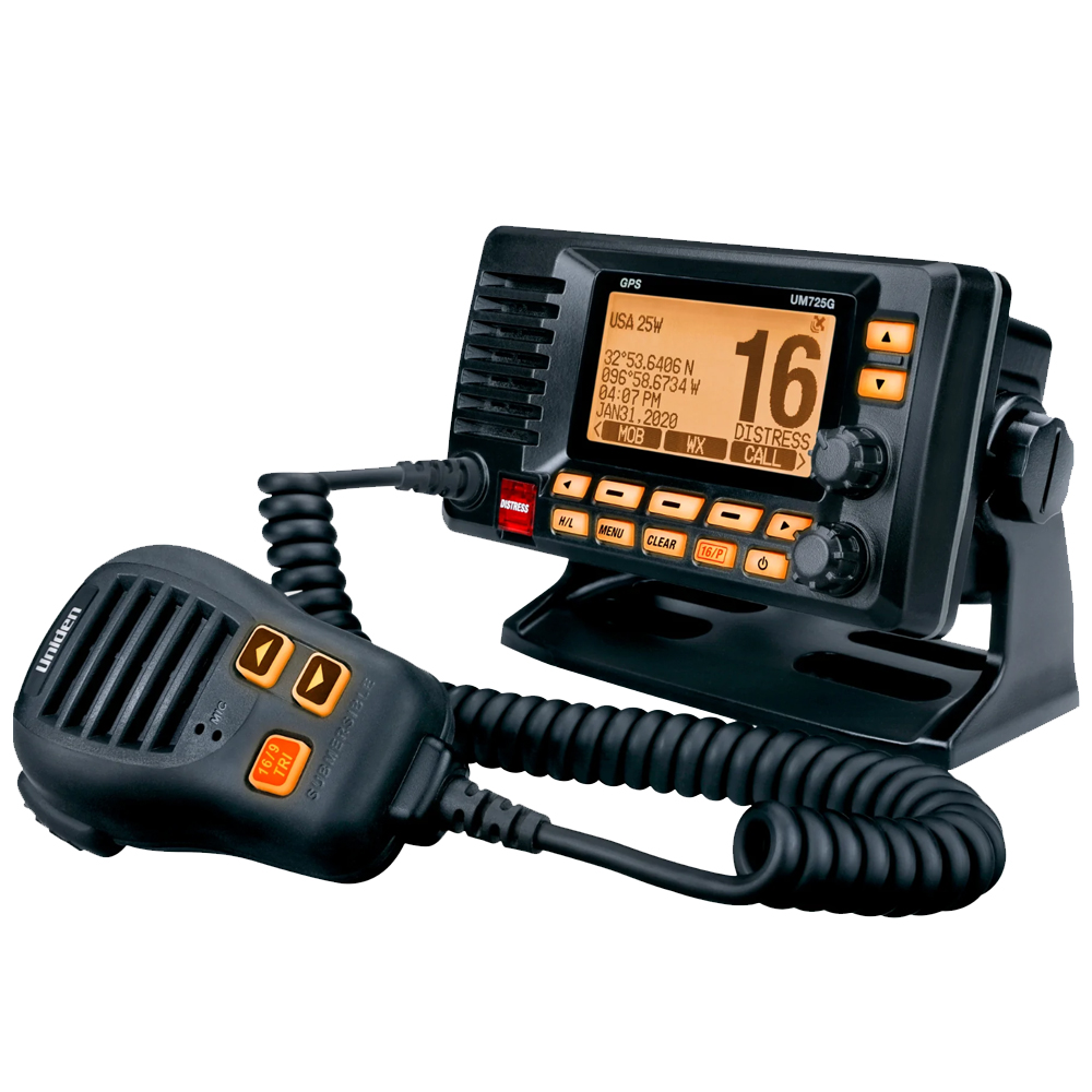 Image 1: Uniden UM725 Fixed Mount Marine VHF Radio w/GPS - Black