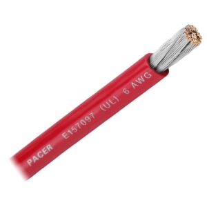 Image 1: Pacer Red 6 AWG Battery Cable - Sold By The Foot 