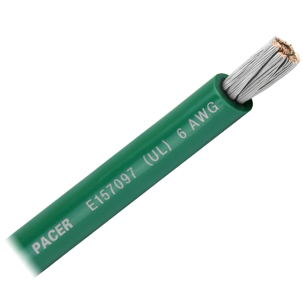 Image 1: Pacer Green 6 AWG Battery Cable - Sold By The Foot