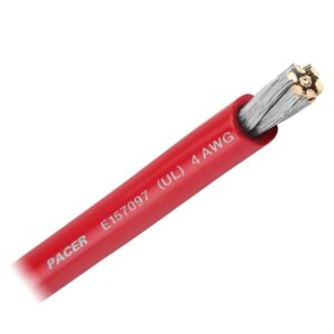 Image 1: Pacer Red 4 AWG Battery Cable - Sold By The Foot 