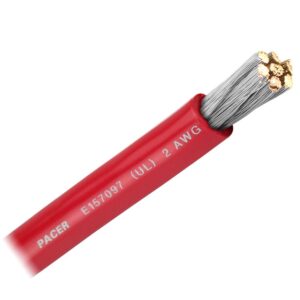 Image 1: Pacer Red 2 AWG Battery Cable - Sold By The Foot 