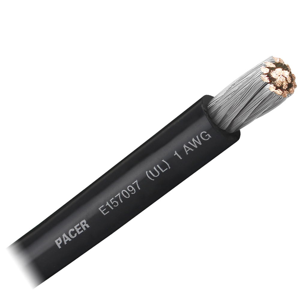 Image 1: Pacer Black 1 AWG Battery Cable - Sold By The Foot