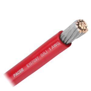 Image 1: Pacer Red 1 AWG Battery Cable - Sold By The Foot 