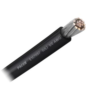 Image 1: Pacer Black 1/0 AWG Battery Cable - Sold By The Foot 