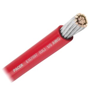 Image 1: Pacer Red 1/0 AWG Battery Cable - Sold By The Foot 