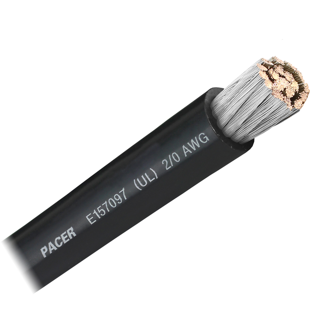 Image 1: Pacer Black 2/0 AWG Battery Cable - Sold By The Foot