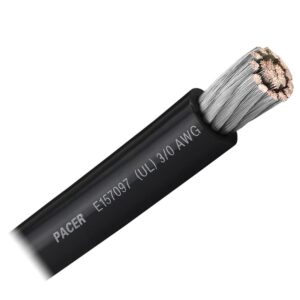 Image 1: Pacer Black 3/0 AWG Battery Cable - Sold By The Foot