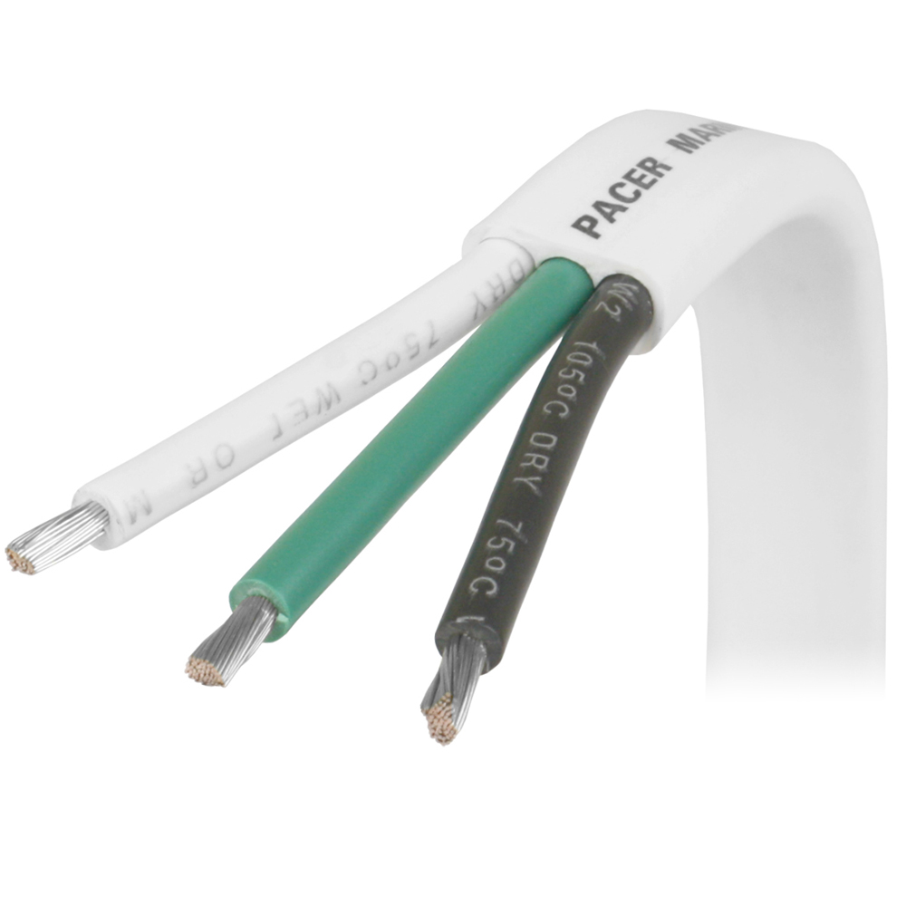 Image 1: Pacer 16/3 AWG Triplex Cable - Black/Green/White - 100'