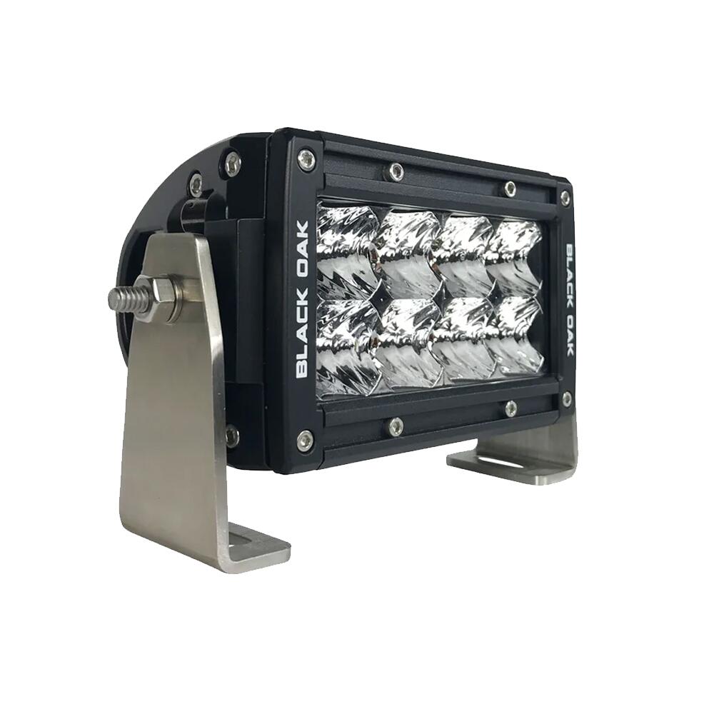 Image 1: Black Oak Pro Series 3.0 Double Row 4" LED Light Bar - Flood Optics - Black Housing