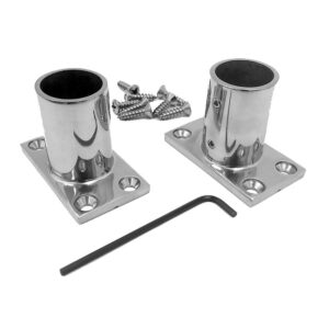 Image 1: NavPod Stainless Steel Feet f/1.25″ Diameter AngleGuards or Stanchion Kits (Rectangular Base) w/Hardware