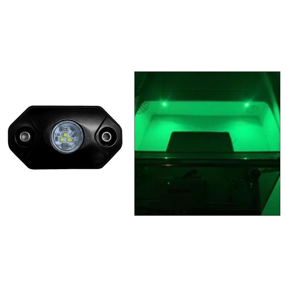 Image 1: Black Oak Rock Accent Light - Green - Black Housing