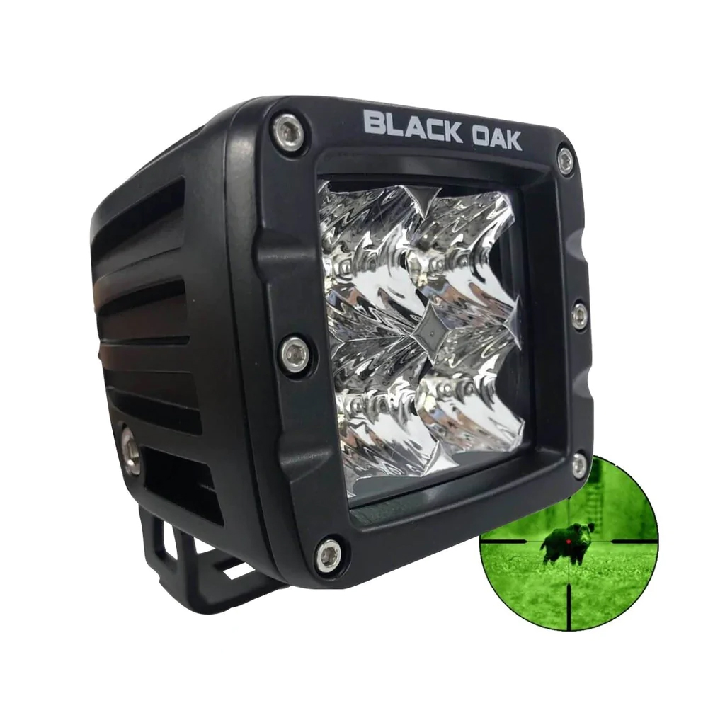 Image 1: Black Oak Pro Series Infrared 2" 940nm Flood Pod Light - Black
