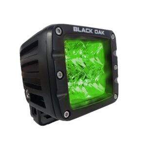 Image 1: Black Oak 2" Green LED Hog Hunting Pod Light - Flood Optics - Black Housing - Pro Series 3.0