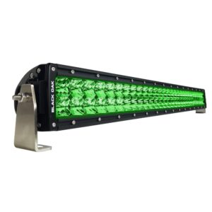 Image 1: Black Oak 30" Curved Double Row Green LED Hog Hunting Light Bar - Combo Optics - Black Housing - Pro Series 3.0