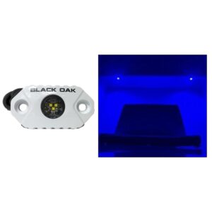 Image 1: Black Oak Rock Accent Light - Blue LEDs - White Housing
