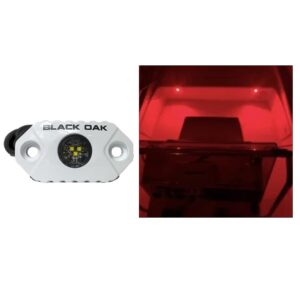 Image 1: Black Oak Rock Accent Light - Red LEDs - White Housing