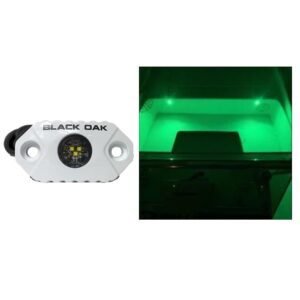 Image 1: Black Oak Rock Accent Light - Green LEDs - White Housing