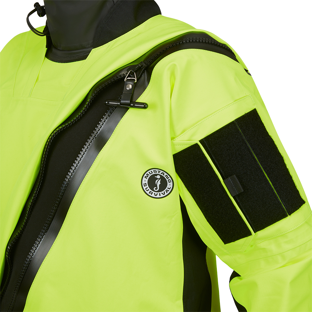 Image 3: Mustang Sentinel™ Series Water Rescue Dry Suit - Fluorescent Yellow Green-Black - Medium Regular