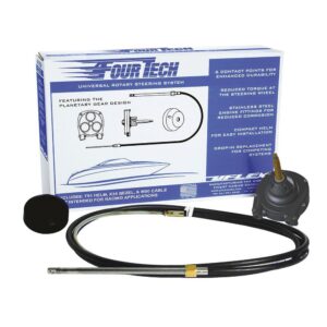 Image 1: Uflex Fourtech 18' Black Mach Rotary Steering System w/Helm, Bezel & Cable