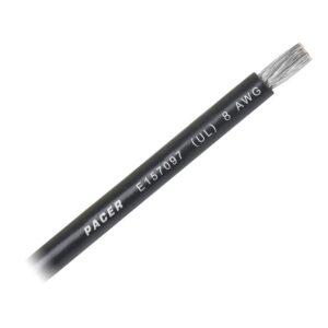 Image 1: Pacer Black 8 AWG Battery Cable - Sold By The Foot 