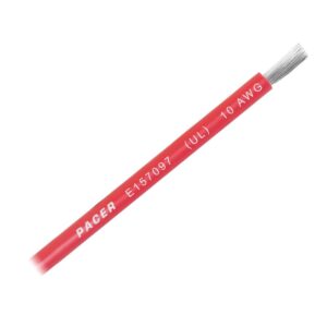Image 1: Pacer Red 10 AWG Battery Cable - Sold By The Foot 