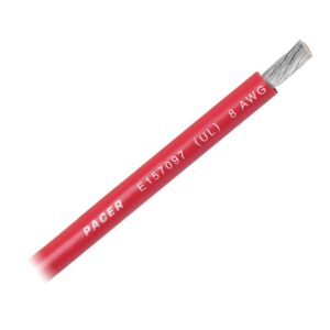 Image 1: Pacer Red 8 AWG Battery Cable - Sold By The Foot 