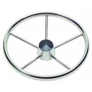 Image 1: Schmitt Marine 170 Finger Grip Destroyer 5-Spoke 15.5" Stainless Steel Cap 3/4" Tapered Shaft w/Knob