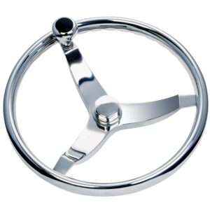 Image 1: Schmitt Marine Vision FX Model 714 - 13.5" Wheel w/Knob & Finger Grip - 3/4" Tapered Shaft w/Faux Nut - 1/2" & 3/4" Adapters