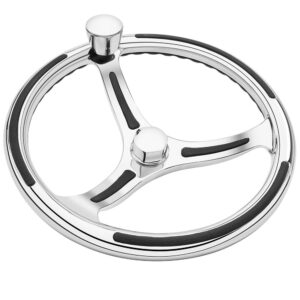 Image 1: Schmitt Marine Primus Model 740 - 13.5" Wheel w/Knob & Finger Grip - 3/4" Tapered Shaft w/Faux Nut - 1/2" & 3/4" Adapters