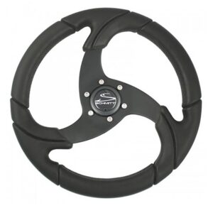 Image 1: Schmitt Marine Folletto 14.2" Wheel - Black Polished Polyurethane - 3/4" Tapered Shaft w/Black Center Cap
