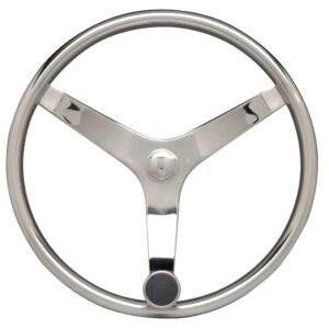 Image 1: Uflex - V46 - 13.5" Stainless Steel Steering Wheel w/Speed Knob