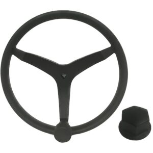 Image 1: Uflex - V46 - 13.5" Stainless Steel Steering Wheel w/Speed Knob & Chrome Nut - Black