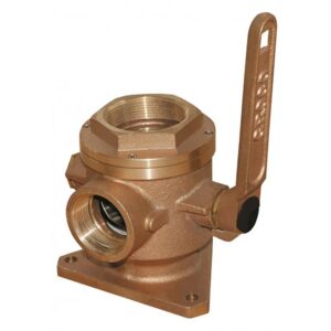 Image 1: GROCO 4" Bronze Flanged Seacock & Adaptor w/3" NPT Side Port