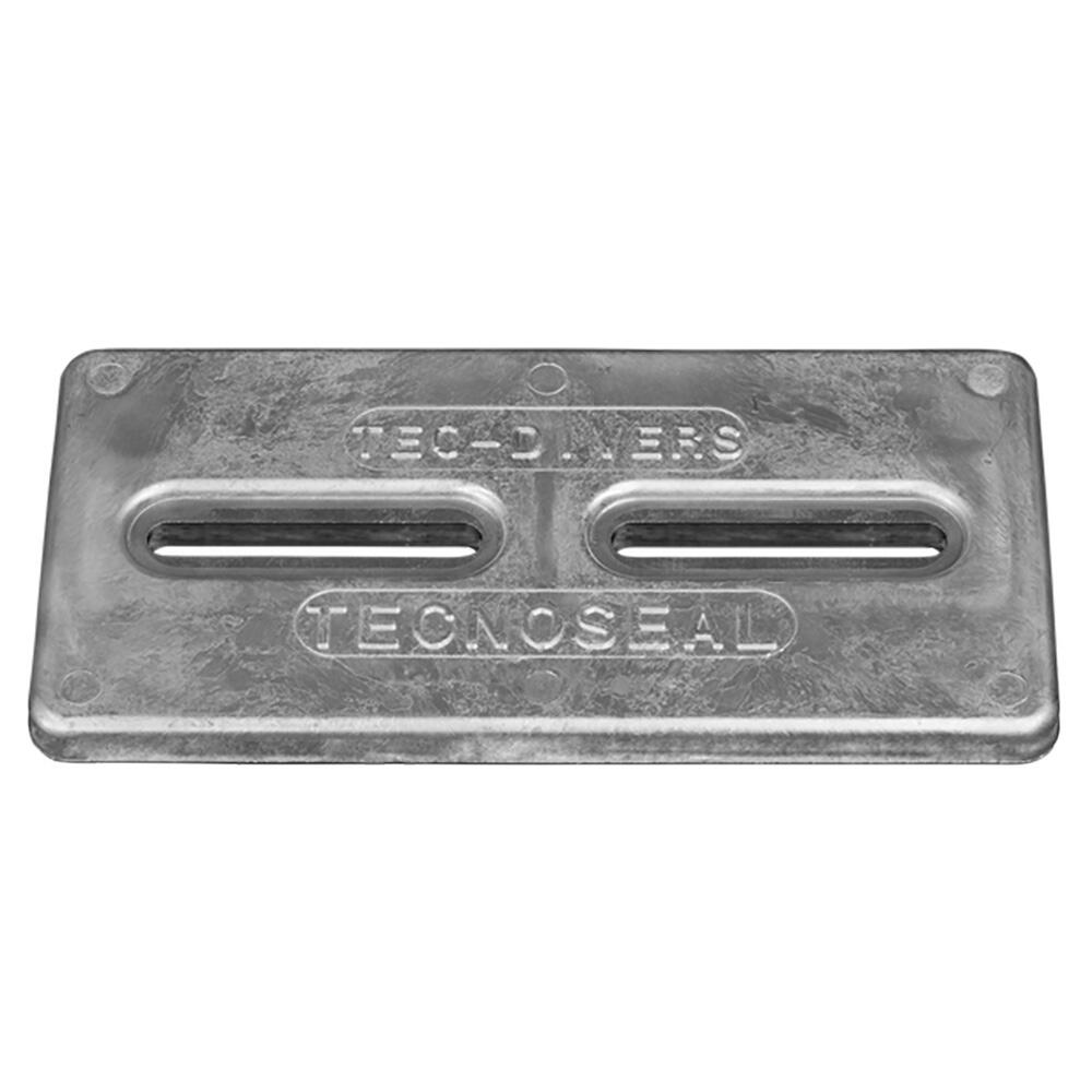 Image 1: Tecnoseal Rectangular Zinc Plate Anode w/Inserts - 12" x 6" x 1"