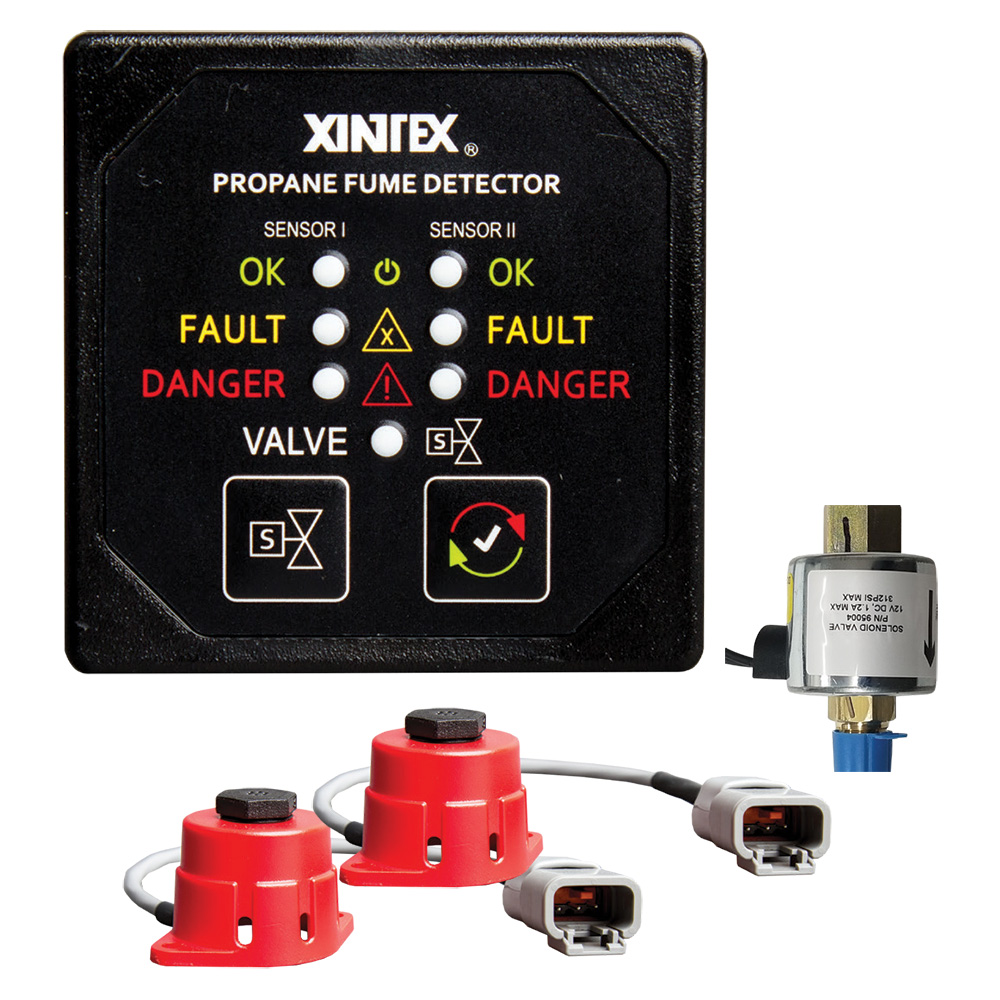 Image 1: Fireboy-Xintex Propane Fume Detector, 2 Channel, 2 Sensors, Solenoid Valve & Control & 20' Cable - 24V DC