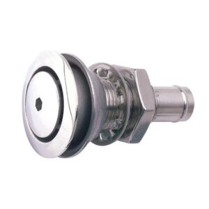 Image 1: Attwood 316 Stainless Steel Alloy Flush Mount Fuel Vent - Straight Vent
