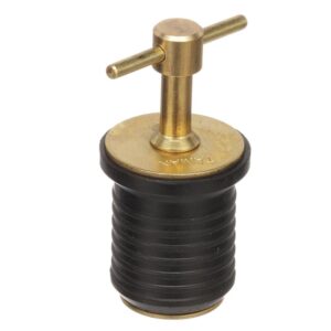 Image 1: Attwood T-Handle Brass Drain Plug - 1" Diameter