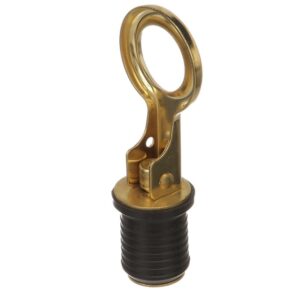 Image 1: Attwood Snap-Handle Brass Drain Plug - 1" Diameter