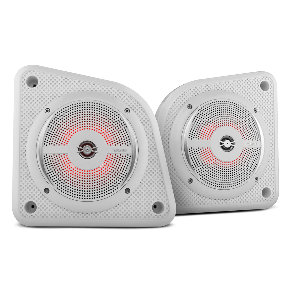 Image 1: DS18 Universal Shallow Enclosure w/100W Marine Speaker - White