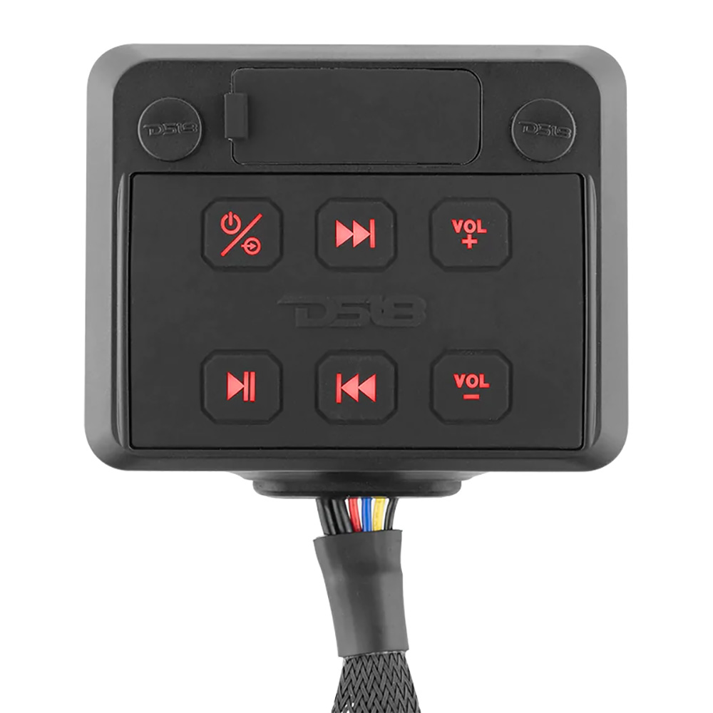Image 1: DS18 HYDRO Square Marine Waterproof Audio Receiver w/Aux Input, Bluetooth, USB & Universal Pod