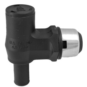 Image 1: Attwood 90° P-Trap Fuel Tank Vent - Black w/Stainless Steel Trim Cover