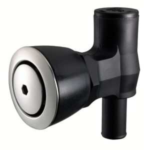 Image 1: Attwood 90° P-Trap Fuel Tank Vent - Flush Mount - Black w/Stainless Steel Vent Head