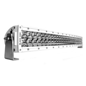 Image 1: Black Oak 30" Marine Curved Double Row LED Light Bar - Spot Optics - White Housing - Pro Series 3.0